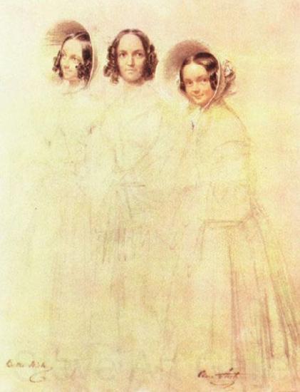 Franz Kruger Portrat der Frau Crelinger mit ihren Tochtern Bertha und Clara Norge oil painting art